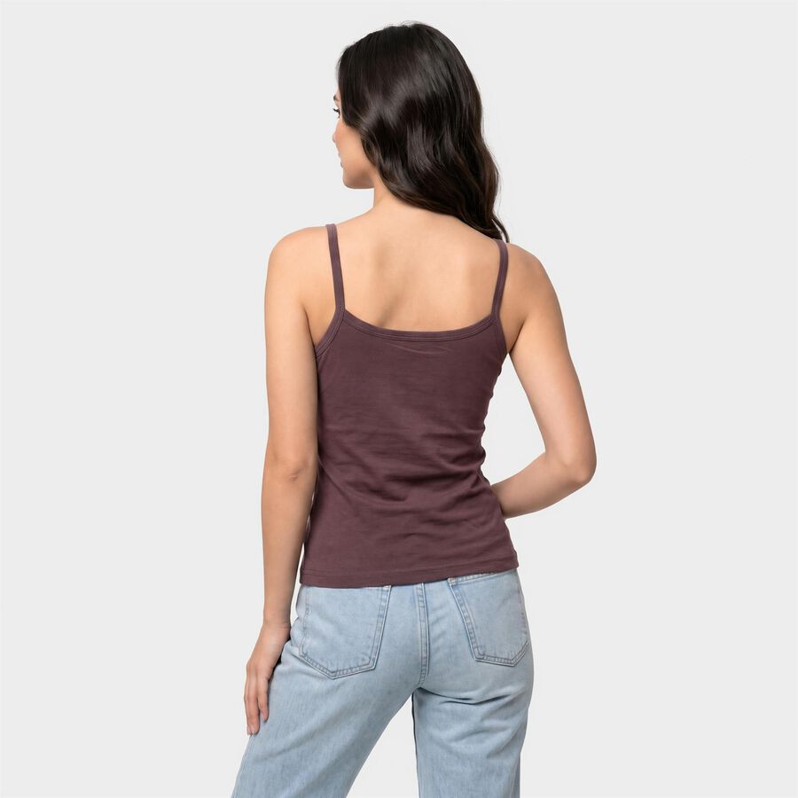 Women's Purple Cotton Scoop Neck Camisole Slip, Purple, large