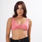 Women's Beige Cotton Blend Plunge Neck Classic T-Shirt Bra, Light Pink, small