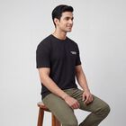 Men's Black Round Neck Minimalist T-Shirt, काला, small