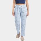 Women's Light Blue Straight Fit Heart Printed Pyjama, Light Blue, small