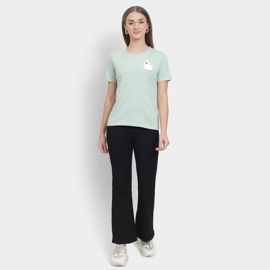 Ladies' Round Neck T-Shirt , हल्का हरा, large image number null
