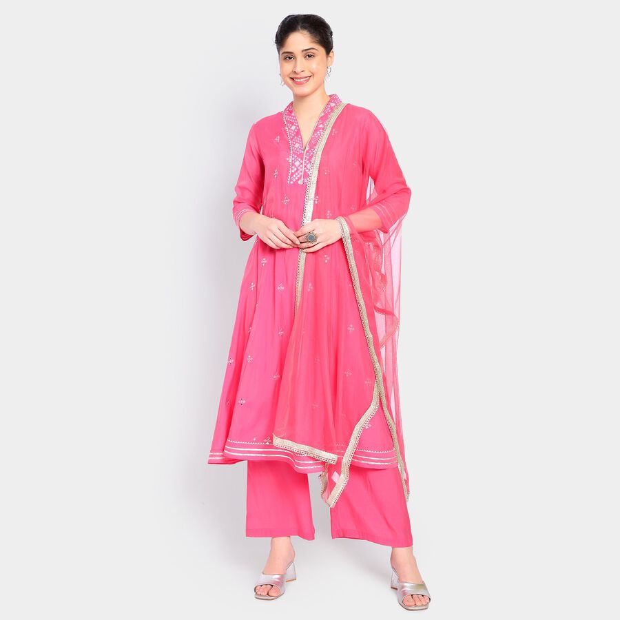 Ladies' Kurta Pyjama Set with Dupatta, रानी (फ्यूशिया), large image number null