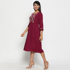 Embroidered Calf Length Dress, वाइन, small image number null