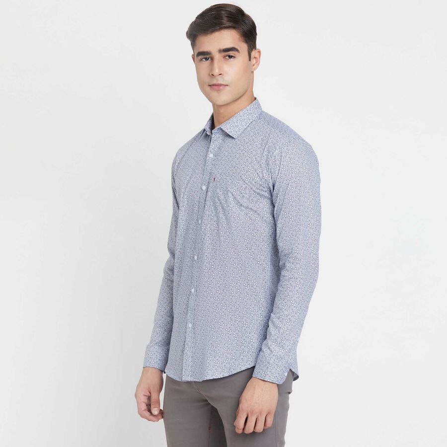 Printed Cotton Casual Shirt, White, large image number null