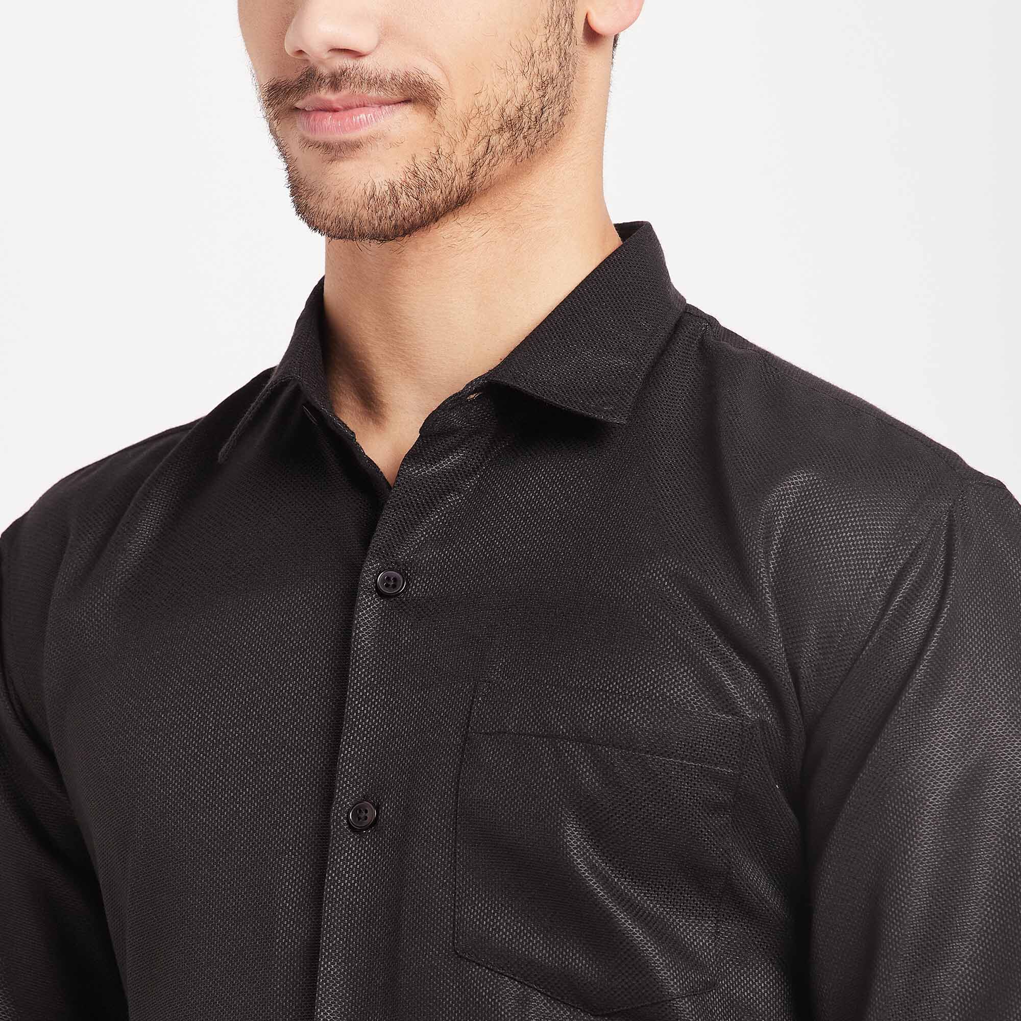 Black shining formal shirt outlet