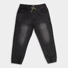 Boys Faded Charcoal Black Regular Fit Elastic Waist Jeans, Black, small image number null
