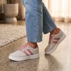 Women's White Lace-Up Low-Top Sneakers, Off White, small
