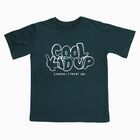 Boys Dark Green Crew Neck Casual T-Shirt, Dark Green, small