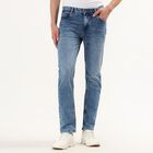 Men's Blue Slim Fit Washed Jeans, Light Blue, small