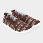 Women's Brown Geometric Slip-On Casual Shoes, भूरा, small