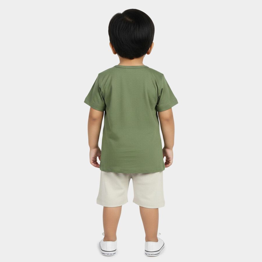 Infants' Olive Green 100% Cotton Round Neck Baba Suit, Olive, large