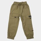 Boys' Olive Green Regular Fit Cargo Trousers, ओलिव, small