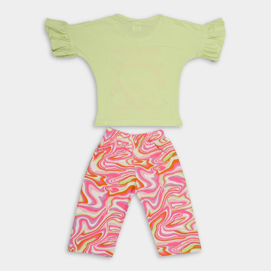 Girls' 100% Cotton Capri Set, Light Green, large image number null