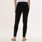 Women's White Slim Fit Solid Cotton Churidar, Black, small