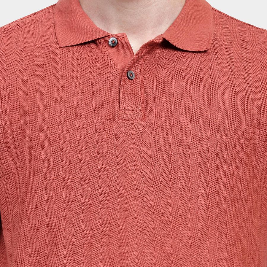 Men's Rust Polo Neck T-Shirt, Rust, large image number null