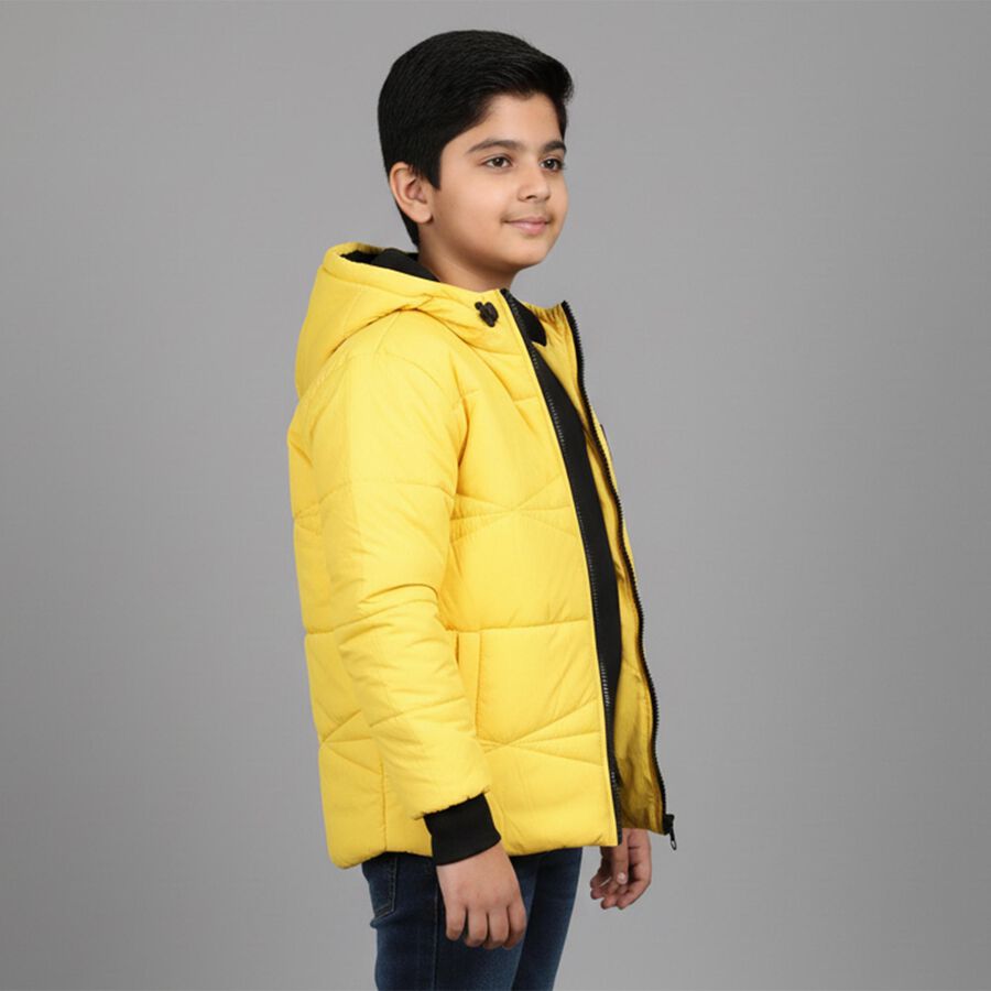 Boys' Bright Yellow Hooded Quilted Jacket, Yellow, large image number null