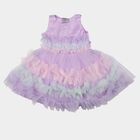 Girls' Lavender Fit and Flare Tiered Ruffle Party Wear Frock, Lilac, small