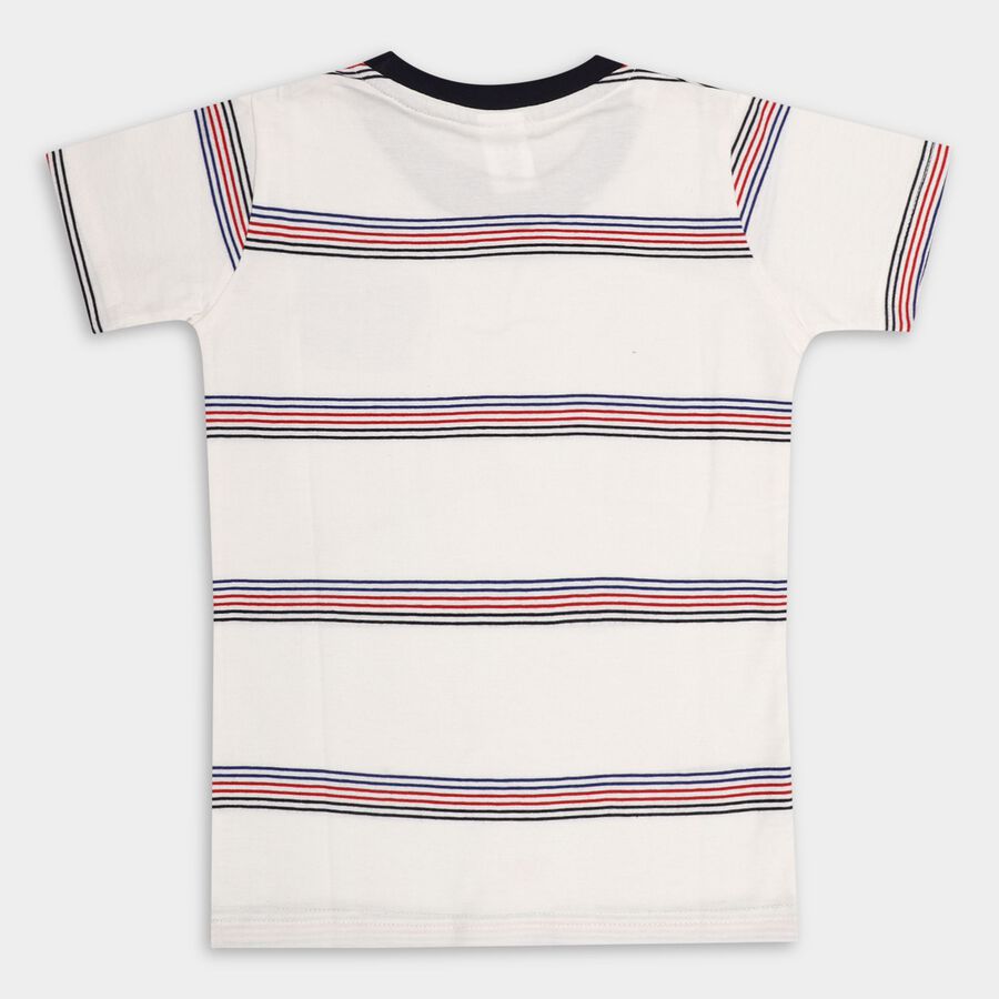 Boys' 100% Cotton Half Sleeves T-Shirt, White, large image number null