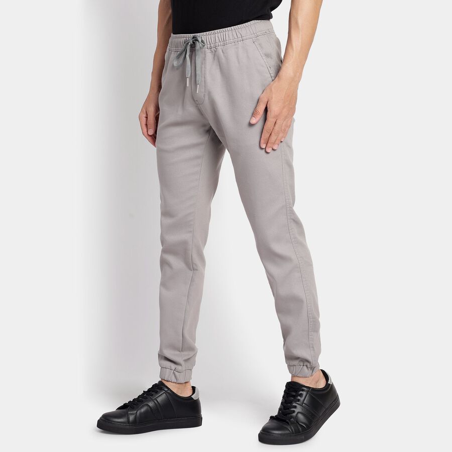 Men's Slim Fit Casual Trousers, हल्का ग्रे, large image number null