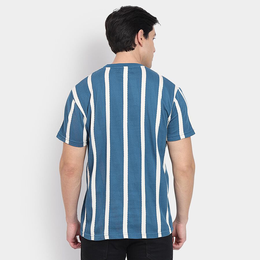 Men's Round Neck Half Sleeves T-Shirt, गहरा नीला, large