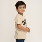 Boys' Light Beige Crew Neck Casual T-Shirt, गहरा पीला, small image number null