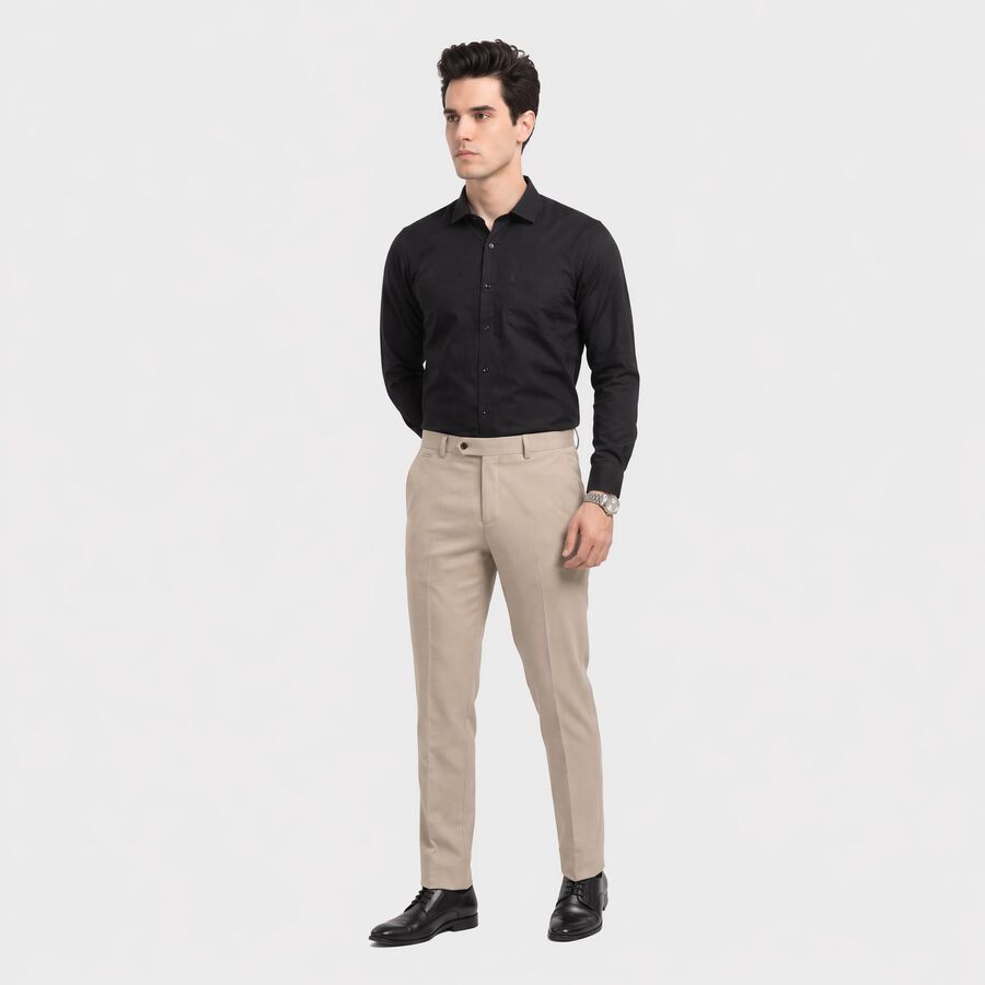 Men's Black Cotton Spread Collar Slim Fit Formal Shirt, काला, large