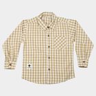 Boys Beige Cotton Checked Regular Fit Shirt, गहरा पीला, small