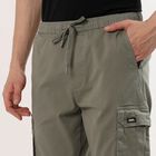 Men's Olive Green Slim Fit Flat-Front Trousers, Light Green, small