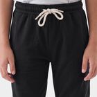 Boys' Black Jogger Graphic Printed Winter Pyjama, काला, small