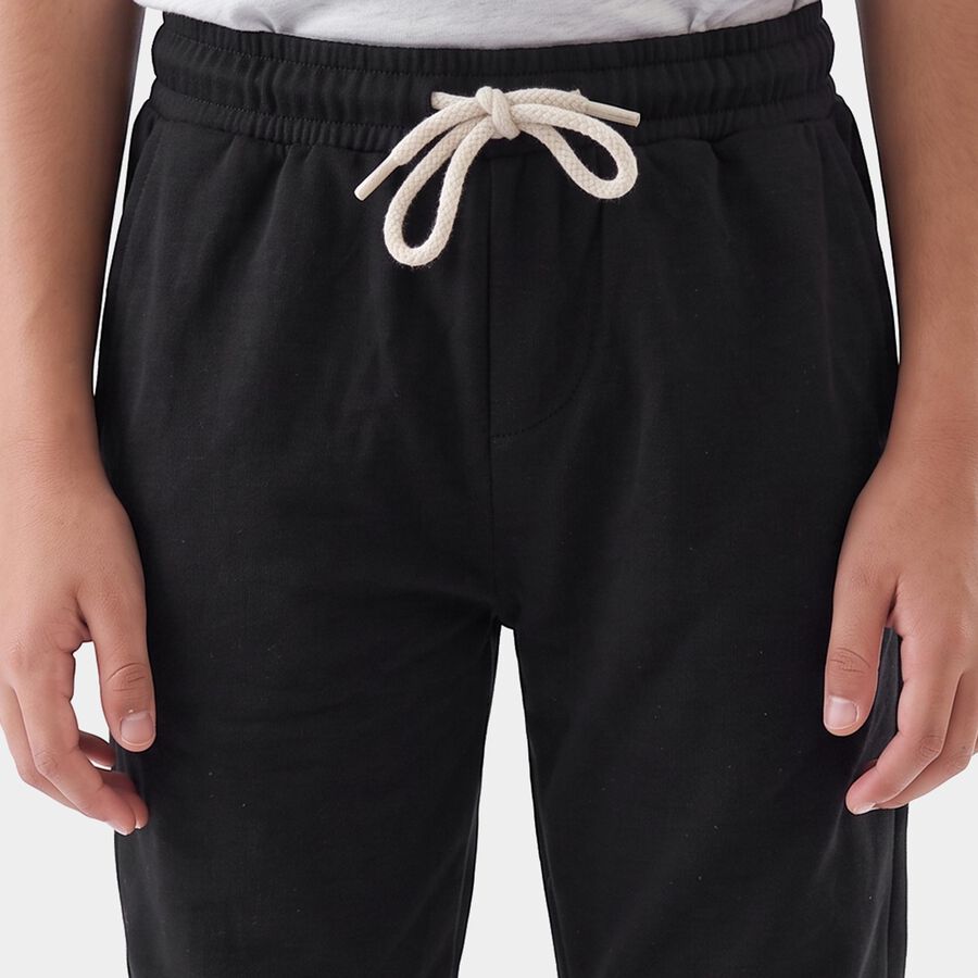 Boys' Black Jogger Graphic Printed Winter Pyjama, काला, large