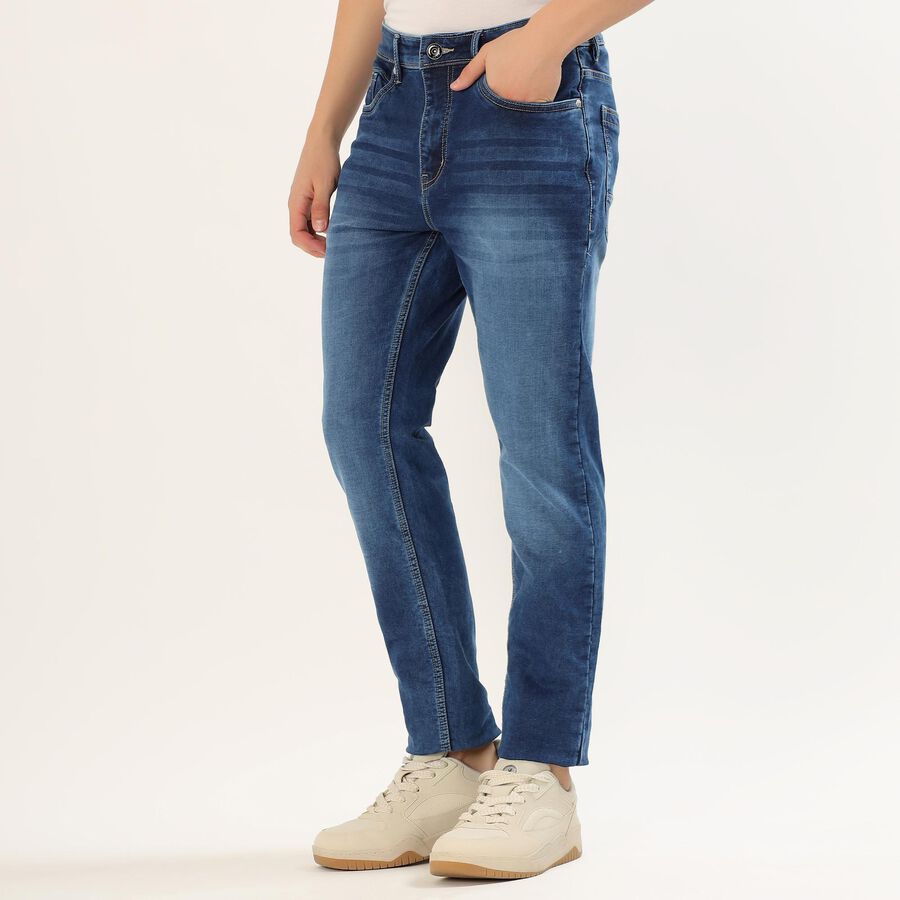 Men's Stonewashed Blue Skinny Fit Jeans, Mid Blue, large