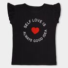 Girls' 100% Cotton T-Shirt, Black, small