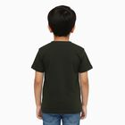 Boys Dark Olive Green Crew Neck Casual Half Sleeve T-Shirt, Olive, small