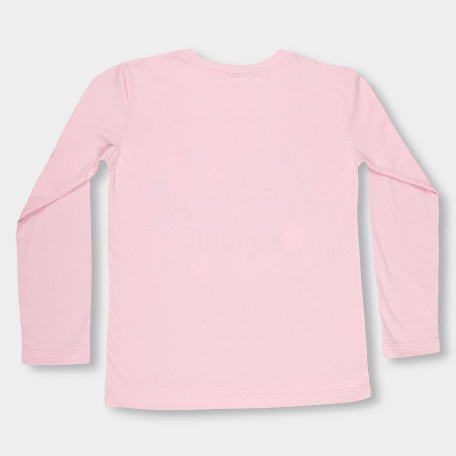 Girls' Light Pink Round Neck Casual Top, Light Pink, large image number null