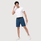 Men's Teal Regular Fit Athletic Bermuda Shorts, टील ब्लू, small