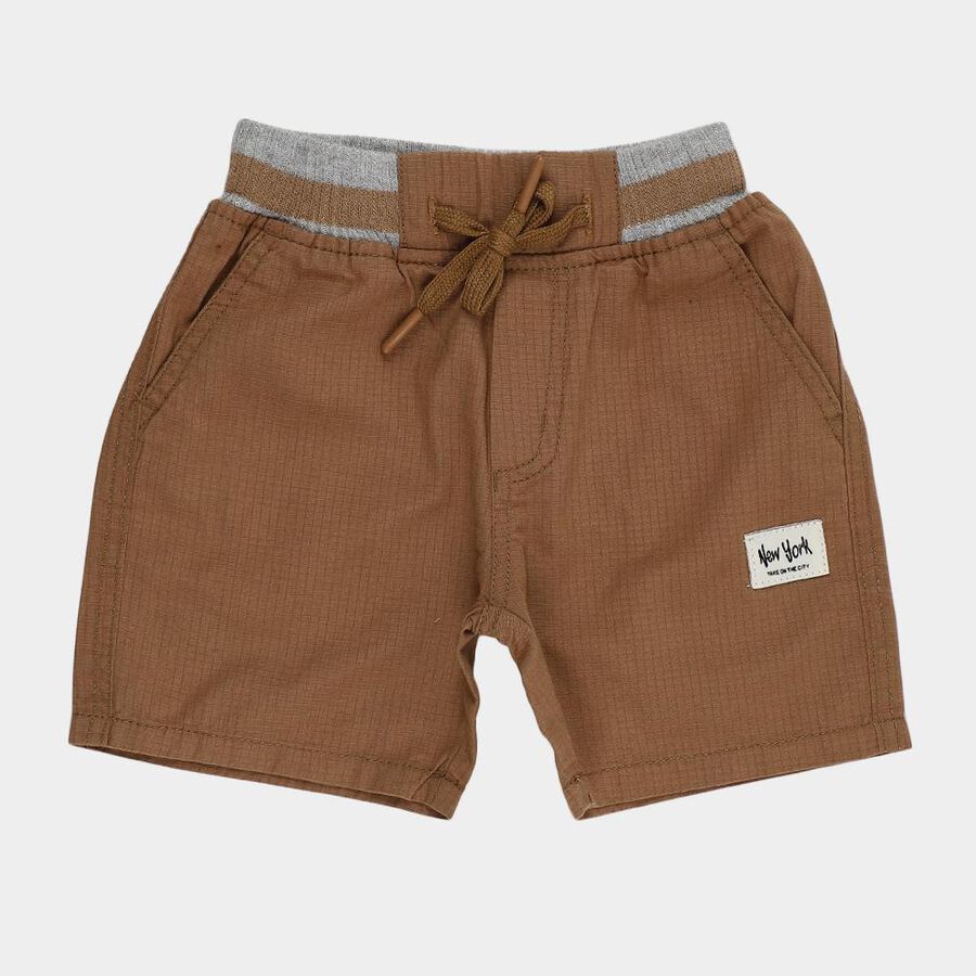 Boys' Beige Regular Fit Elastic Waist Textured Bermuda Shorts, Beige, large