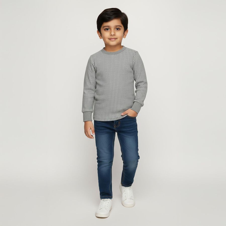 Boys' Thermal Upper, Melange Mid Grey, large image number null