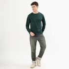 Men's Dark Green Crew Neck Casual Sweatshirt, Dark Green, small image number null