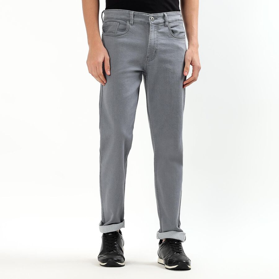 Men's Straight Fit Classic Jeans, हल्का ग्रे, large