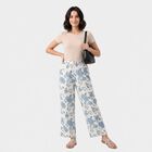 Women's Off White Regular Fit Floral Printed Palazzos, ऑफ व्हाइट, small