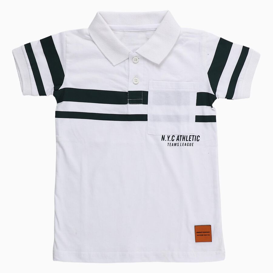 Boys' Half Sleeves T-Shirt, White, large image number null