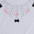 Girls Bright Snow White Cotton Round Neck Casual T-Shirt, White, small
