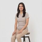 Women's Wine Polo Neck Striped Polo T-Shirt, Wine, small