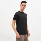 Men's Jet Black Crew Neck Athleisure T-Shirt, Black, small