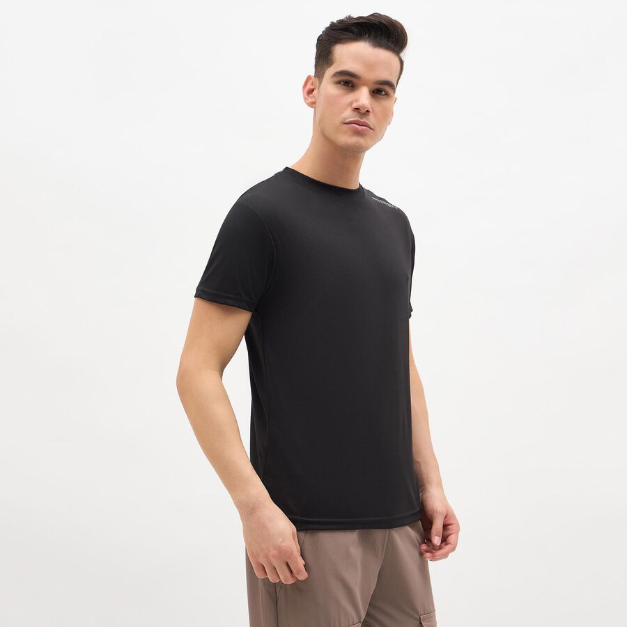 Men's Jet Black Crew Neck Athleisure T-Shirt, Black, large