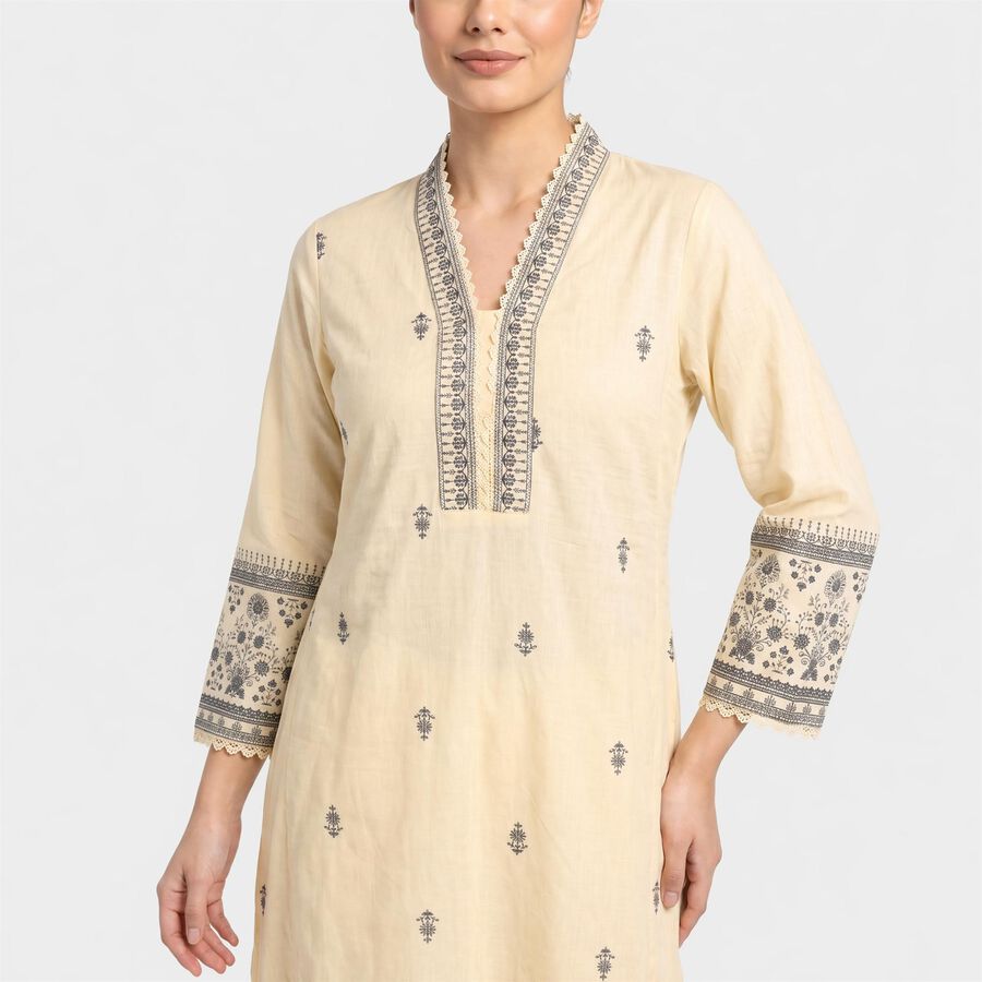 Women's Off White V-Neck Ethnic Set, Off White, large