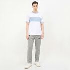 Men's Grey Slim Fit Printed Track Pants, Melange Light Grey, small