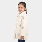 Girls' White Spread Collar Fleece Jacket, White, small