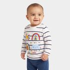 Infants' White Cotton Round Neck Regular T-Shirt, White, small
