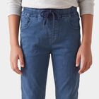 Boys' Light Blue Straight Fit Drawstring Waist Jeans, हल्का नीला, small